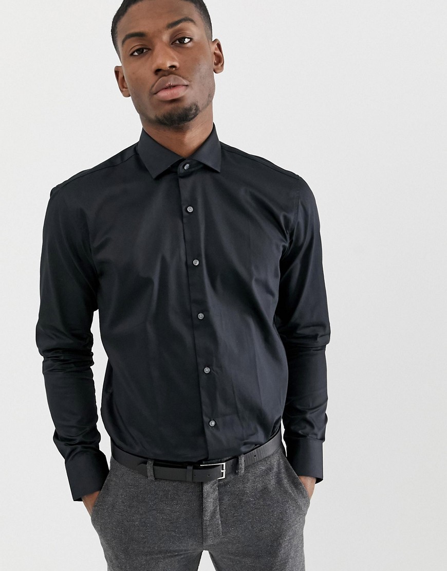 фото Черная приталенная рубашка в строгом стиле ted baker-черный