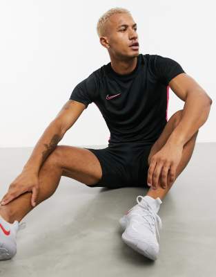 Черная/розовая футболка с логотипом Nike Football academy-Черный