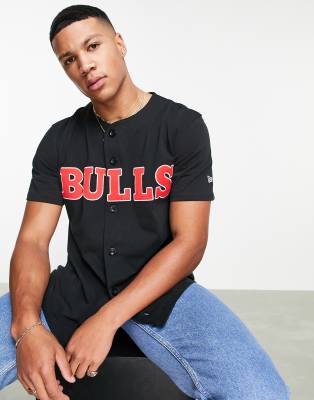 фото Черная рубашка в стиле бейсбольной формы с логотипом команды "chicago bulls" new era-черный цвет