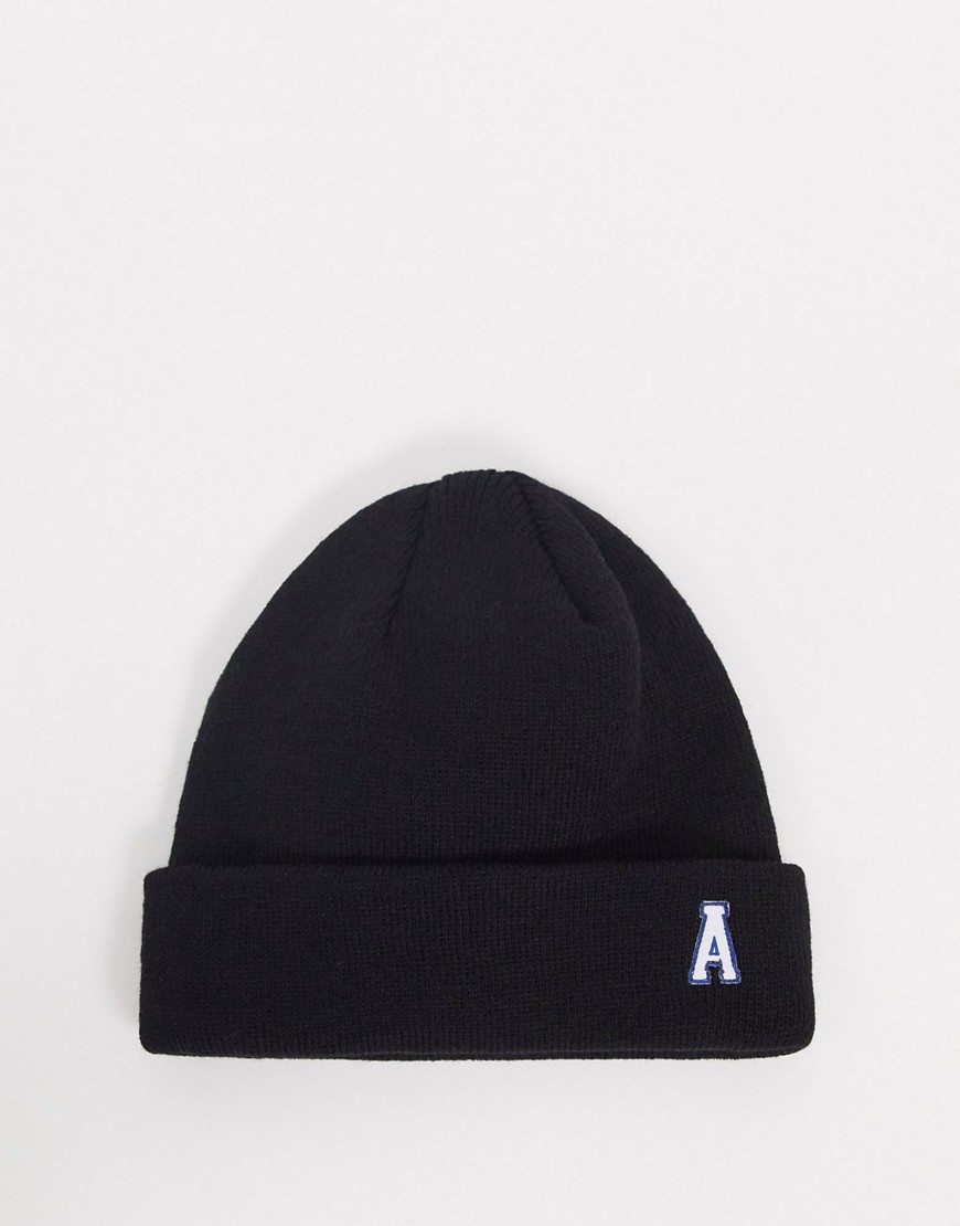фото Черная шапка-бини с логотипом asos design-черный
