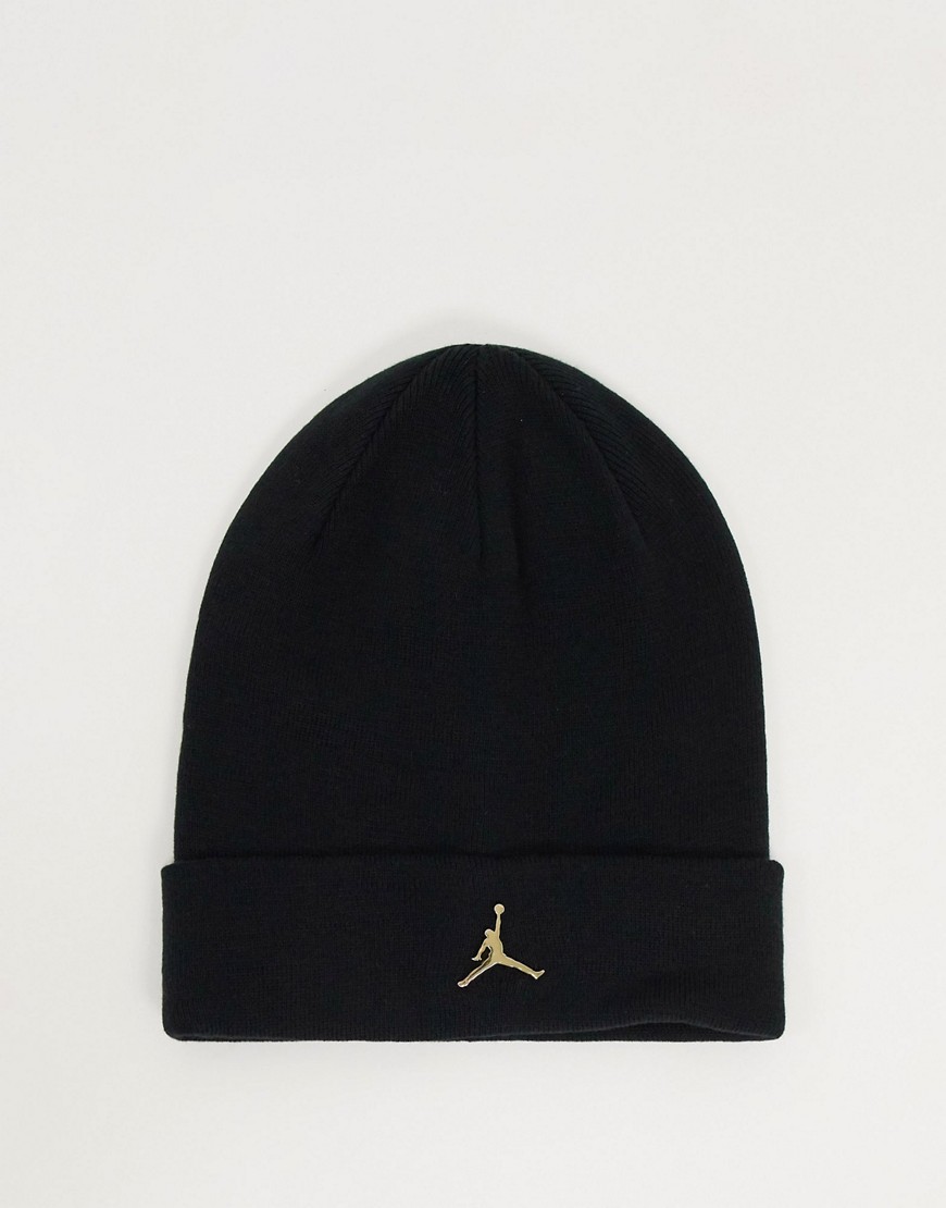 фото Черная шапка-бини с отворотом nike jordan metal jumpman-черный