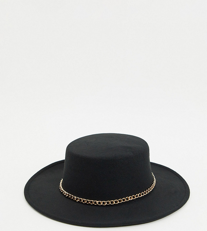 Черная шляпа канотье с золотистой цепочкой My Accessories London-Neutral