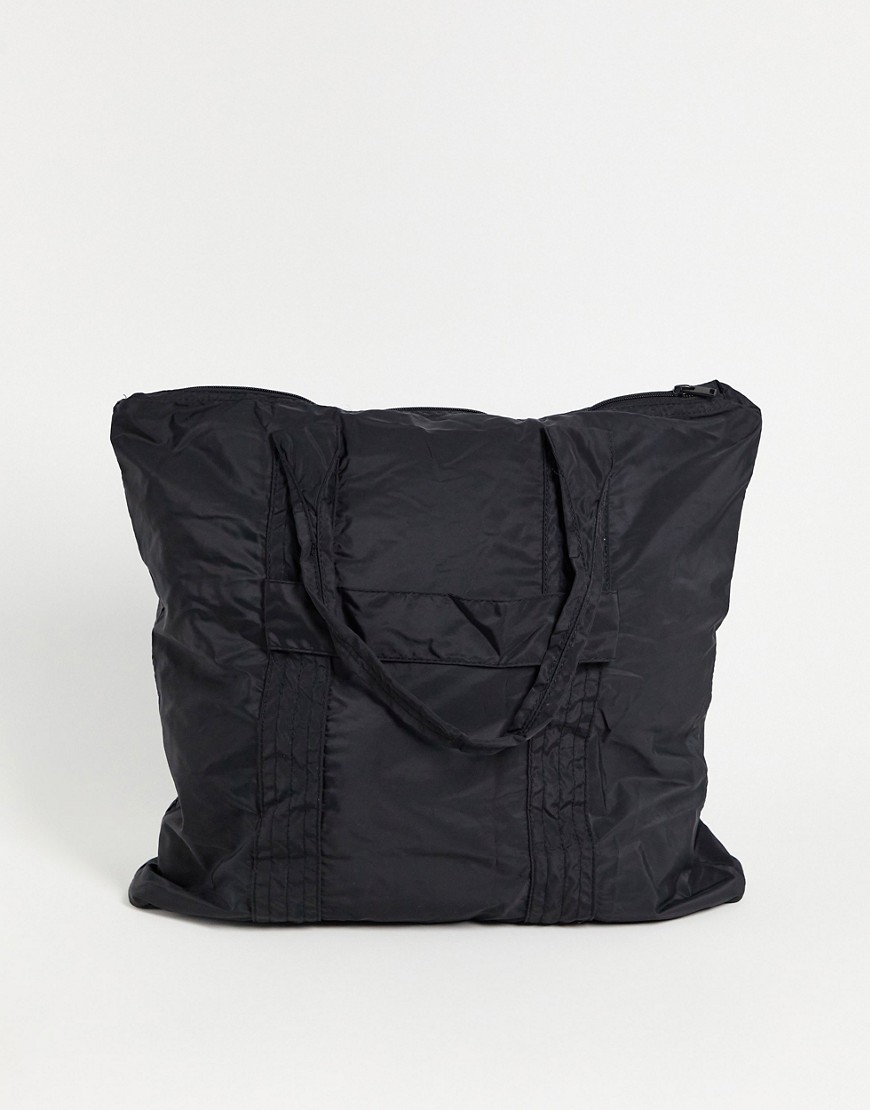 фото Черная складная сумка-тоут из переработанного полиэстера selected homme-черный цвет