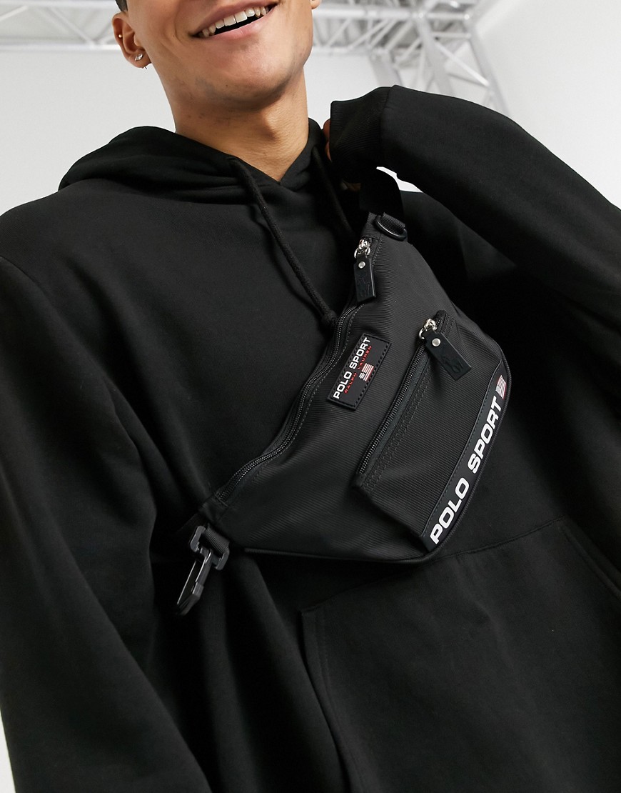 фото Черная спортивная сумка-кошелек на пояс с логотипом polo ralph lauren-черный цвет