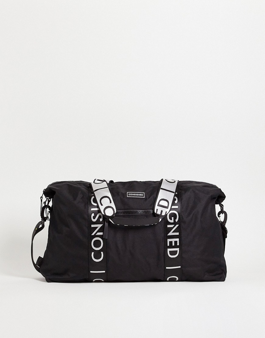 фото Черная спортивная сумка с отделкой лентой consigned-черный