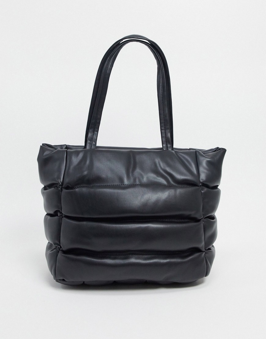 фото Черная стеганая сумка-тоут asos design-черный