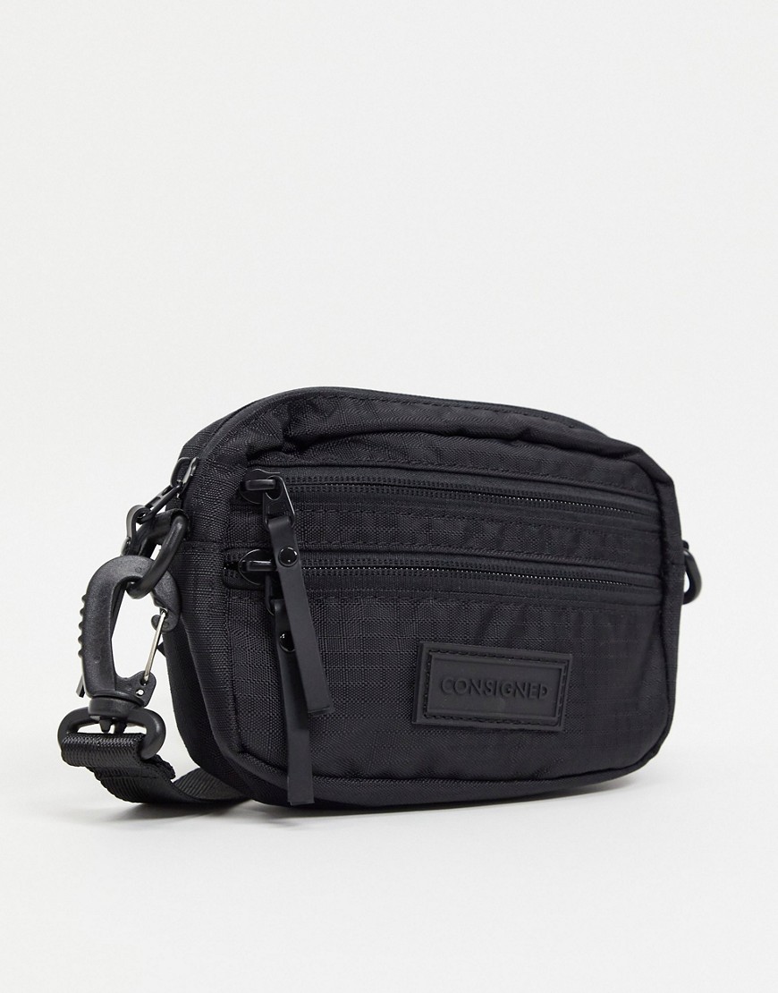 фото Черная сумка через плечо с двойной молнией consigned-черный цвет