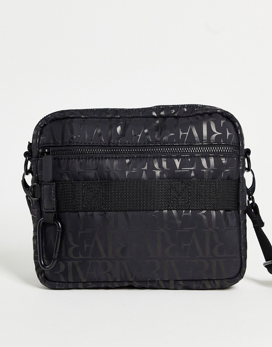 фото Черная сумка через плечо с монограммой и карабином river island-черный цвет