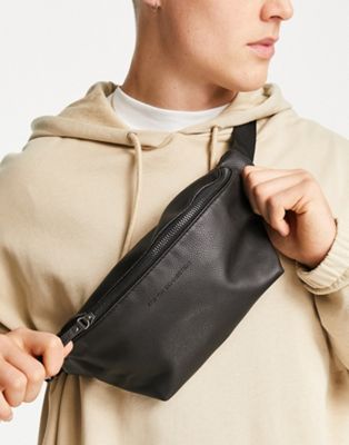 фото Черная сумка-кошелек на пояс из искусственной кожи french connection-черный цвет
