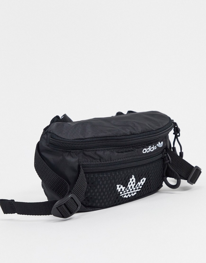 фото Черная сумка-кошелек на пояс с сетчатыми вставками adidas originals-черный