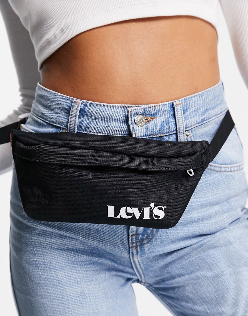 фото Черная сумка-кошелек на пояс в винтажном стиле с маленьким логотипом levi's-черный цвет