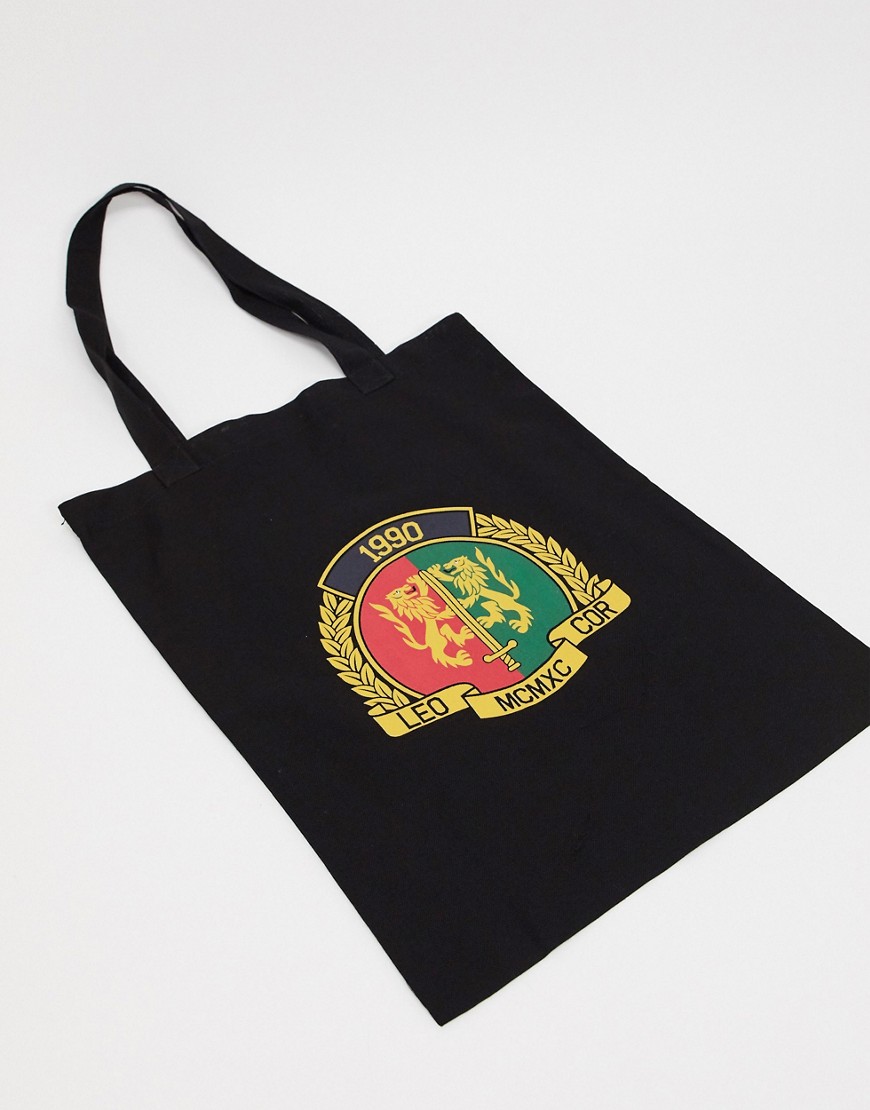 фото Черная сумка-тоут для тяжелых вещей с принтом герба asos design-черный