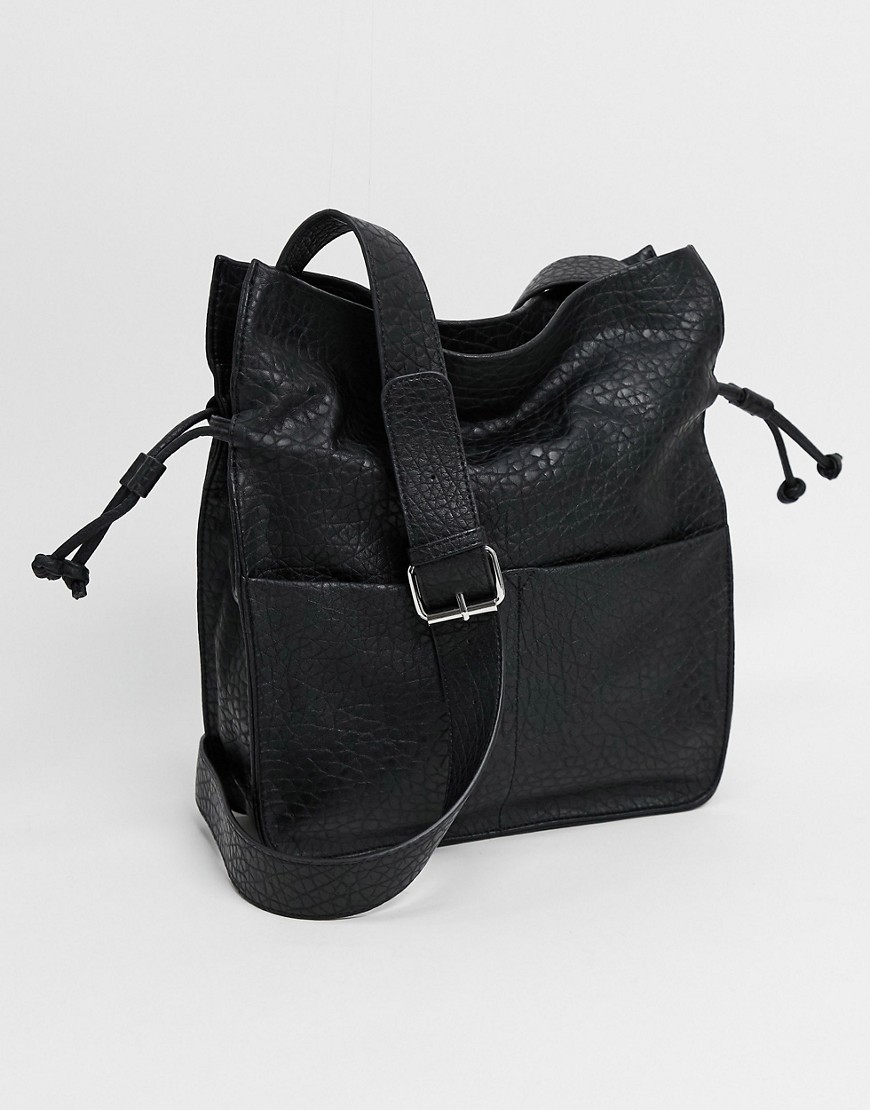 фото Черная сумка-тоут из искусственной кожи asos design-черный