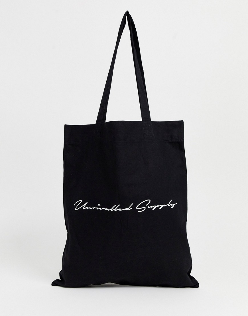 фото Черная сумка-тоут из органического хлопка с принтом asos design-черный
