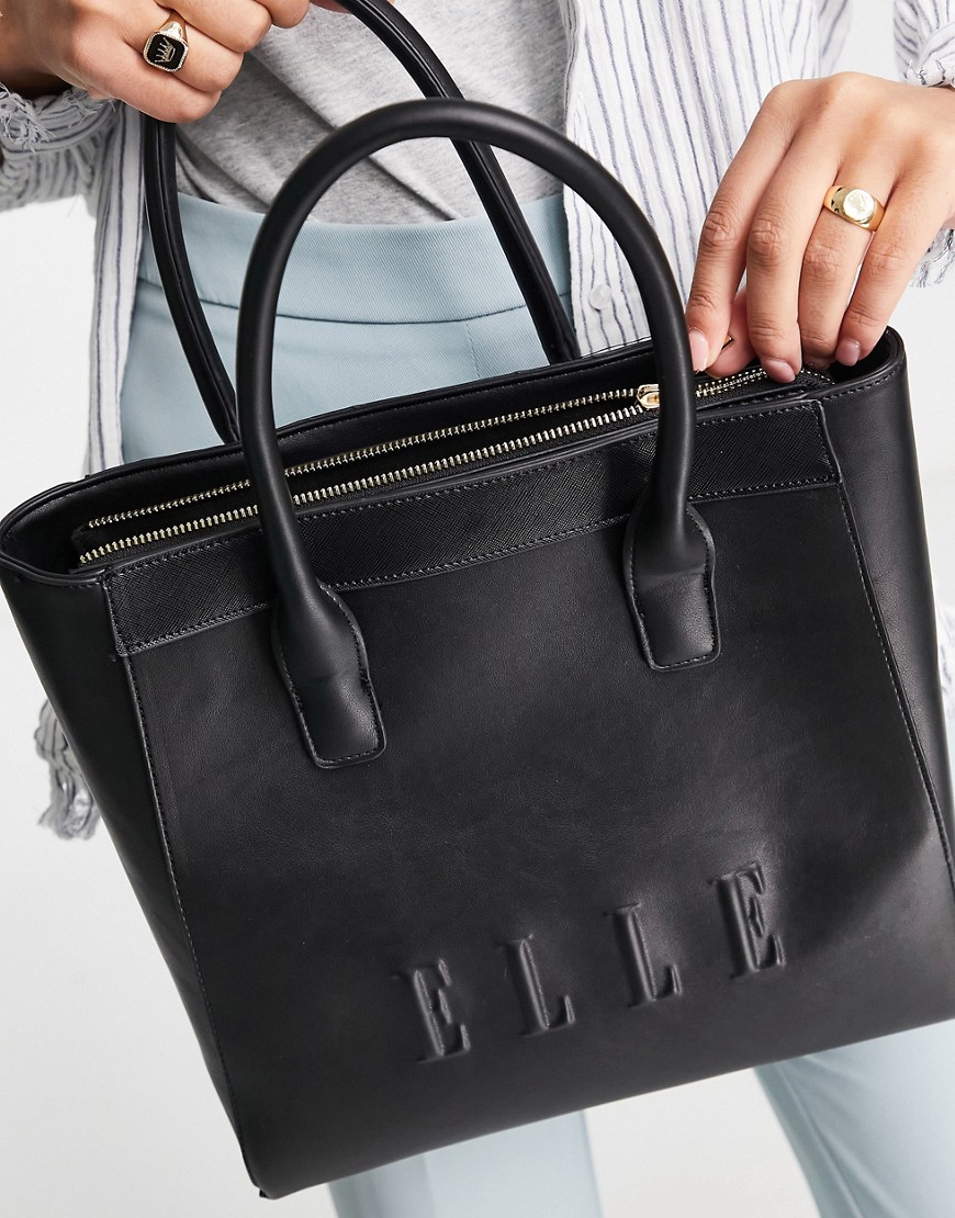 фото Черная сумка-тоут с длинным ремешком и ручкой сверху elle-черный цвет