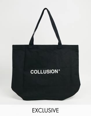 фото Черная сумка-тоут с логотипом collusion unisex-черный цвет