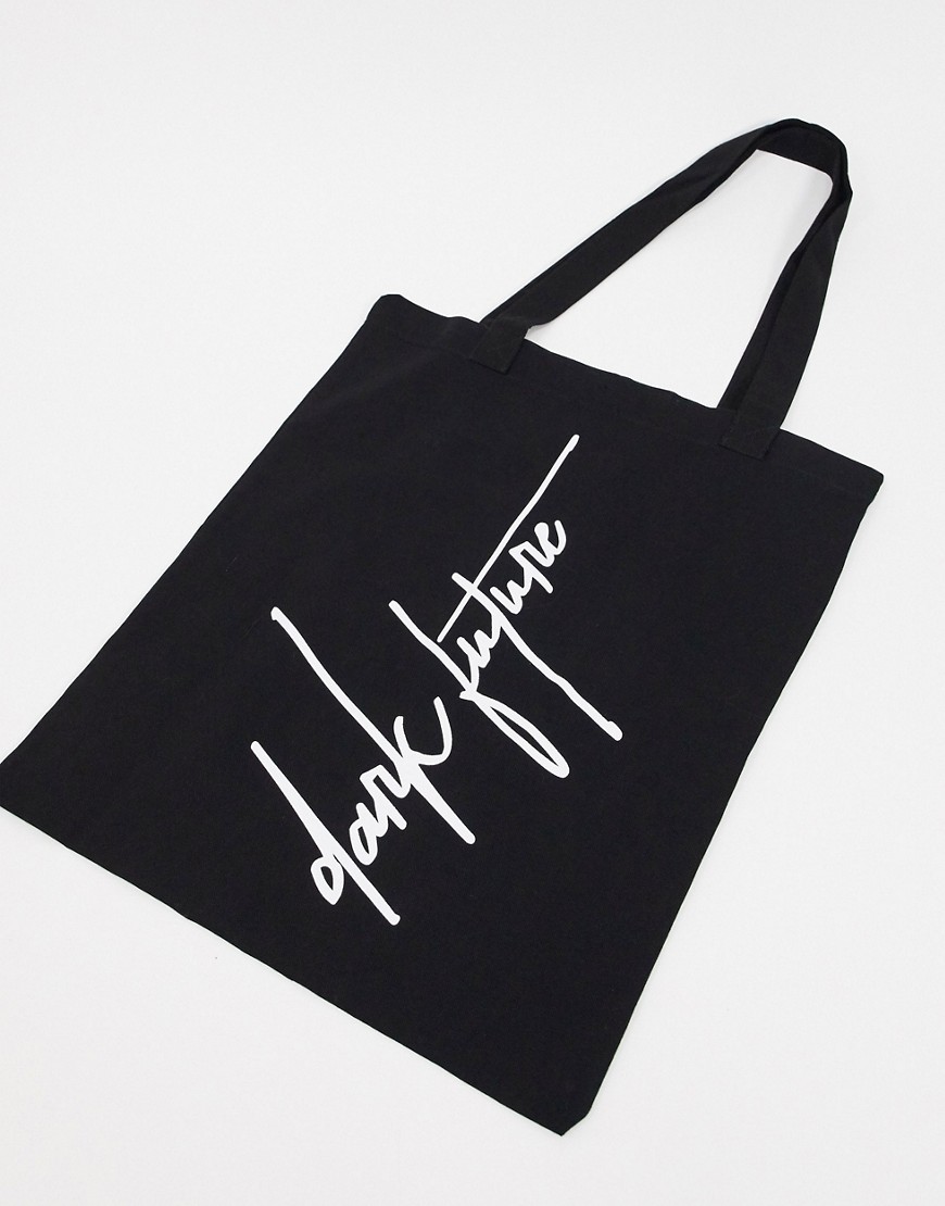 фото Черная сумка-тоут с логотипом для тяжелых вещей asos dark future-черный asos design