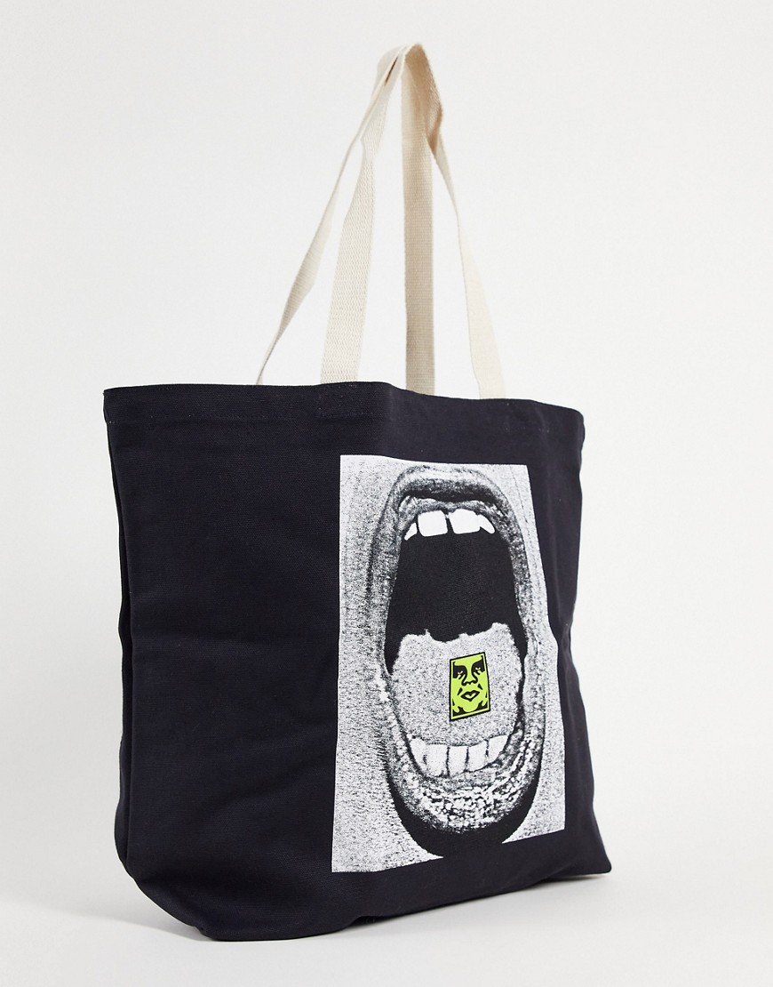 Сумки для покупок  Asos Черная сумка-тоут с принтом Obey-Черный цвет