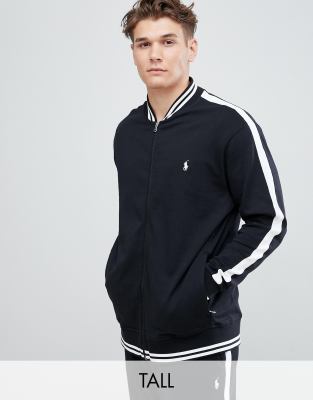 фото Черная трикотажная куртка-бомбер с кантом и логотипом polo ralph lauren big & tall-черный