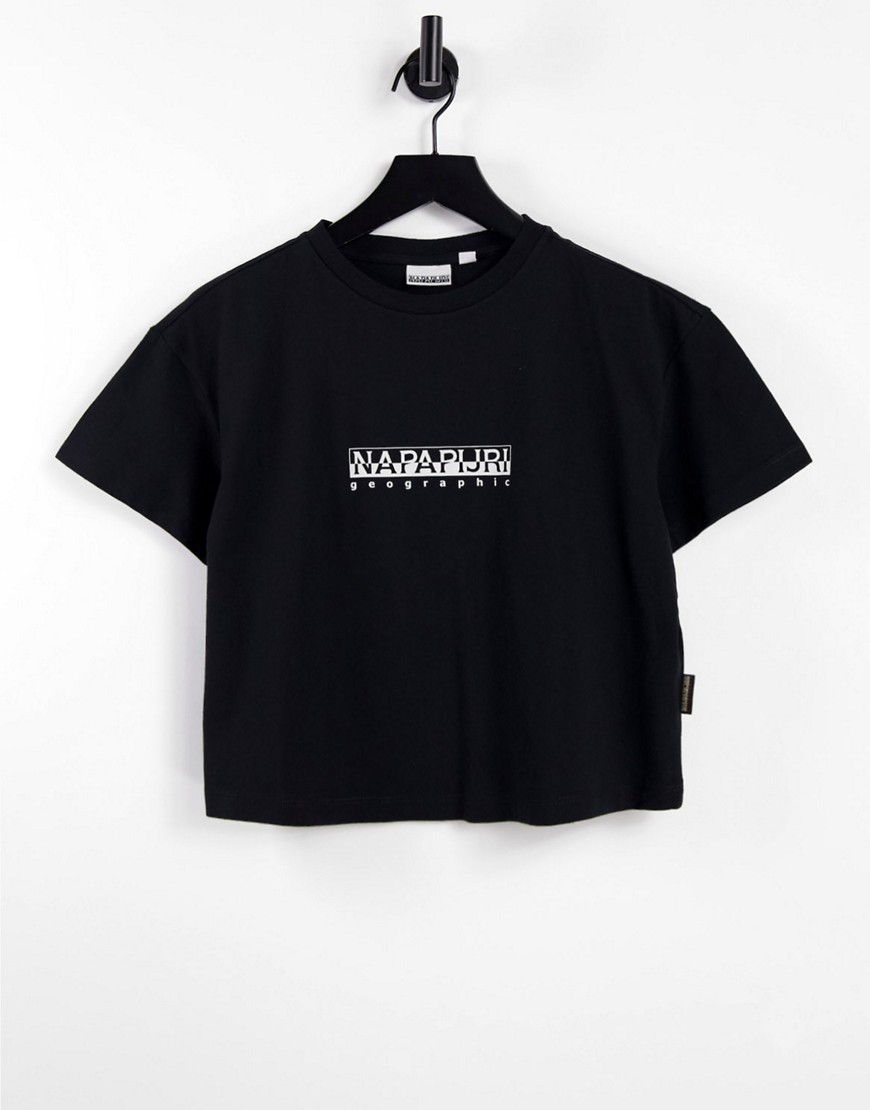 Черная укороченная футболка Box-Черный цвет Napapijri 103538556