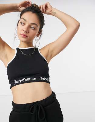 фото Черная укороченная майка с логотипом juicy couture-черный