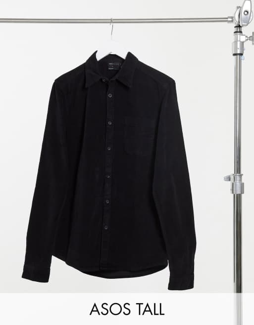 Черная вельветовая рубашка узкого кроя ASOS DESIGN Tall | ASOS