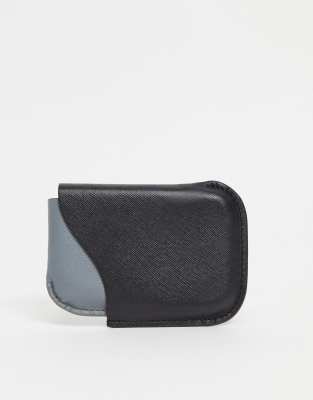 Черная визитница-чехол для телефона «2 в 1» из натуральной кожи ASOS DESIGN-Многоцветный