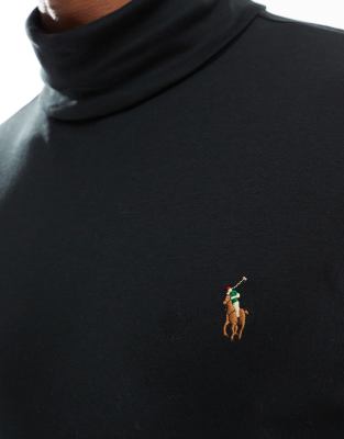 фото Черная водолазка с логотипом polo ralph lauren-черный цвет