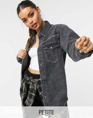 фото Черная выбеленная oversized-рубашка missguided petite-черный