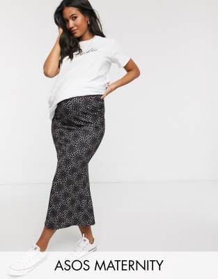 фото Черная юбка миди с цветочным принтом asos design maternity-черный asos maternity