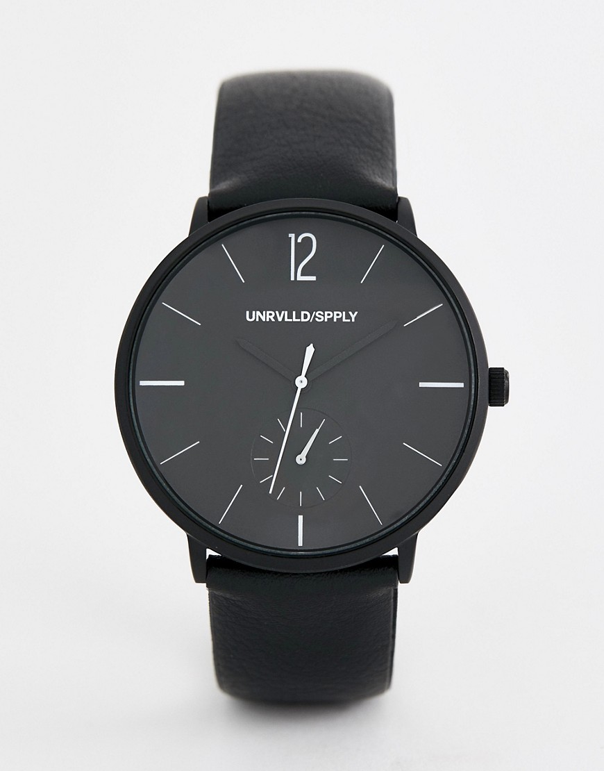 фото Черно-белые часы с черным ремешком из кожзаменителя asos design-черный
