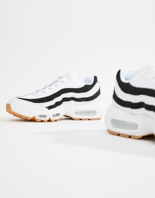 nike white with black accent air max 95 trainers