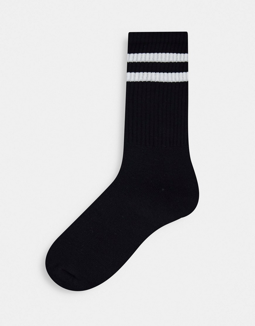 Черно-белые носки с полосками -Белый Topman 12167179