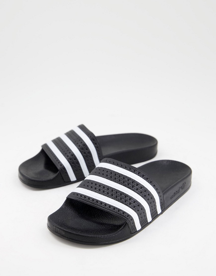 Черно-белые шлепанцы adidas Originals Adilette-Черный цвет
