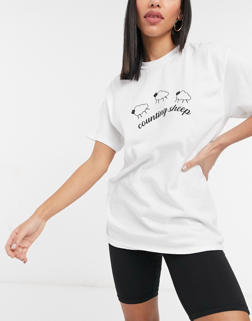 фото Черно-белый пижамный комплект из футболки и шорт-леггинсов с принтом "counting sheep" heartbreak-многоцветный