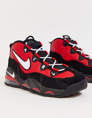 nike uptempo 95 red and black