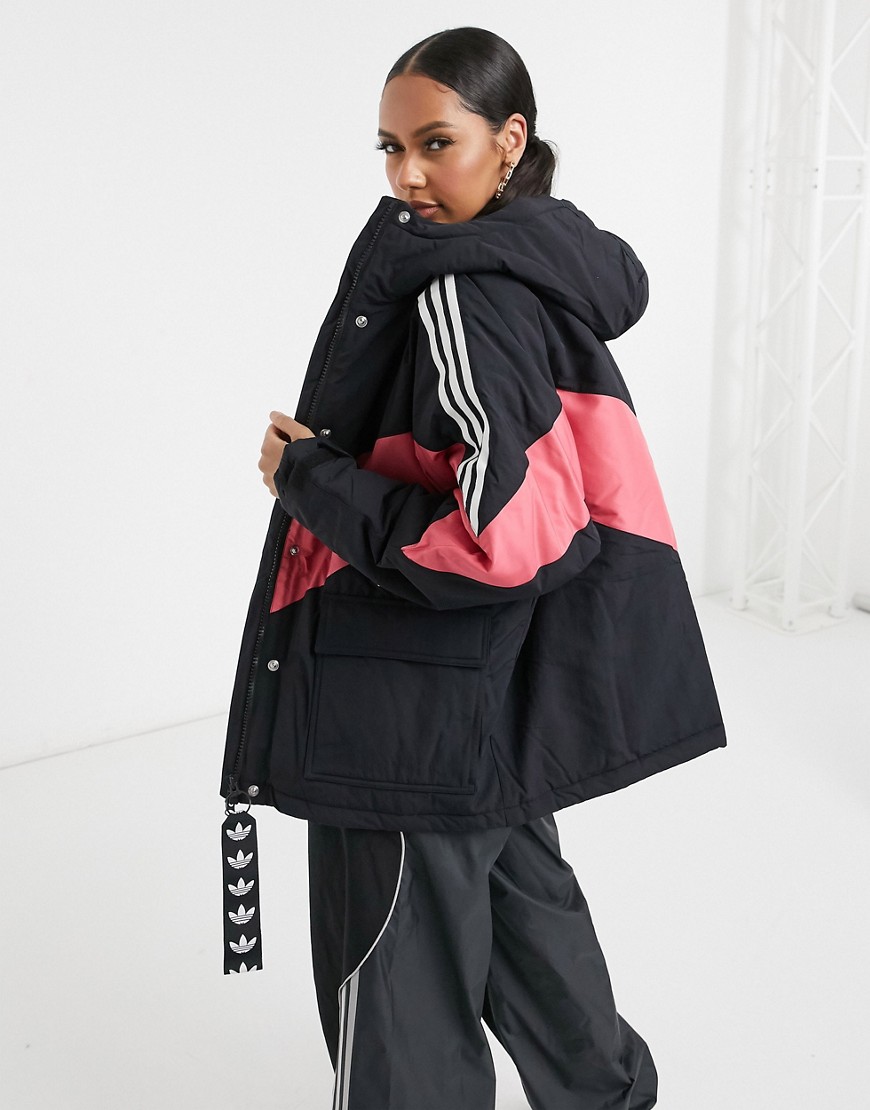 Черно-розовая куртка adidas Originals Iconic Winter-Черный