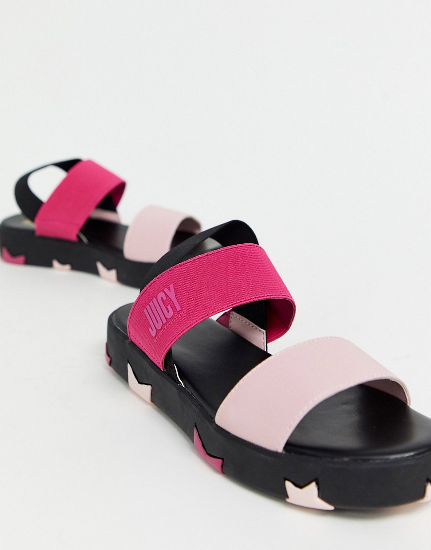 фото Черно-розовые сандалии со звездами на подошве juicy couture-розовый