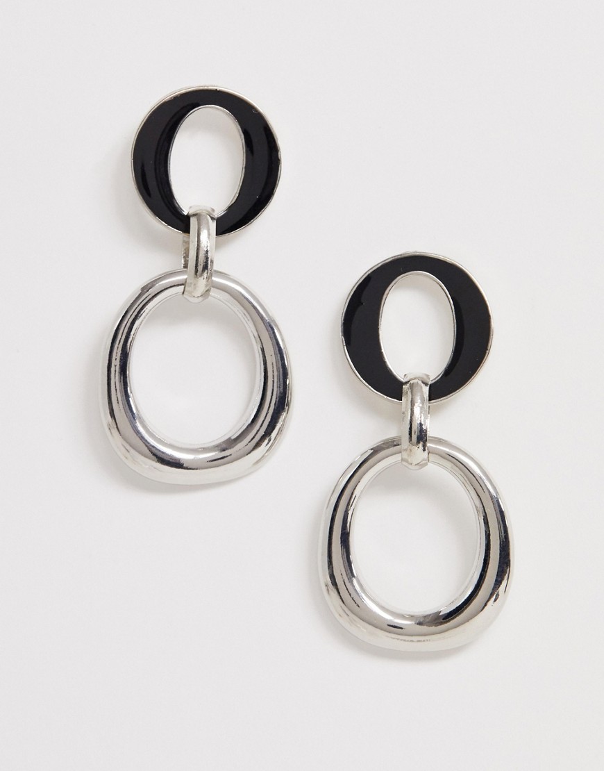 фото Черно-серебристые серьги с соединенными кольцами missguided-мульти