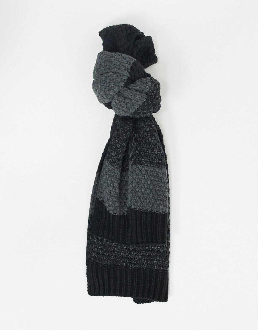 фото Черно-серый шарф в полоску only & sons-черный