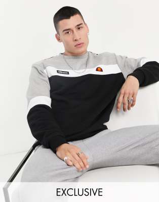 фото Черно-серый свитшот в стиле колор блок ellesse – эксклюзивно для asos-черный