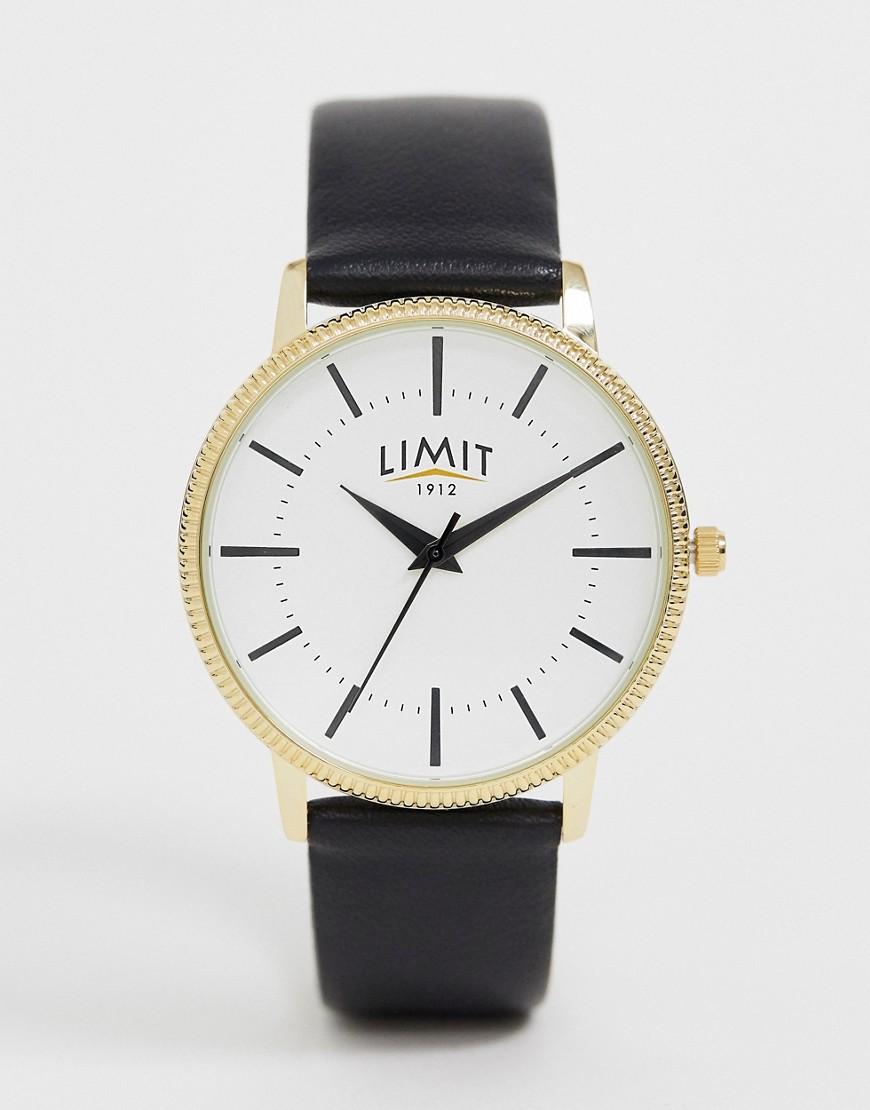 фото Черно-золотистые часы с ремешком из искусственной кожи limit-черный