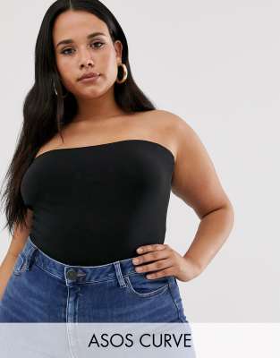 фото Черное боди-бандо asos design curve-черный asos curve