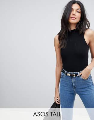 фото Черное боди в рубчик asos design tall-черный asos tall