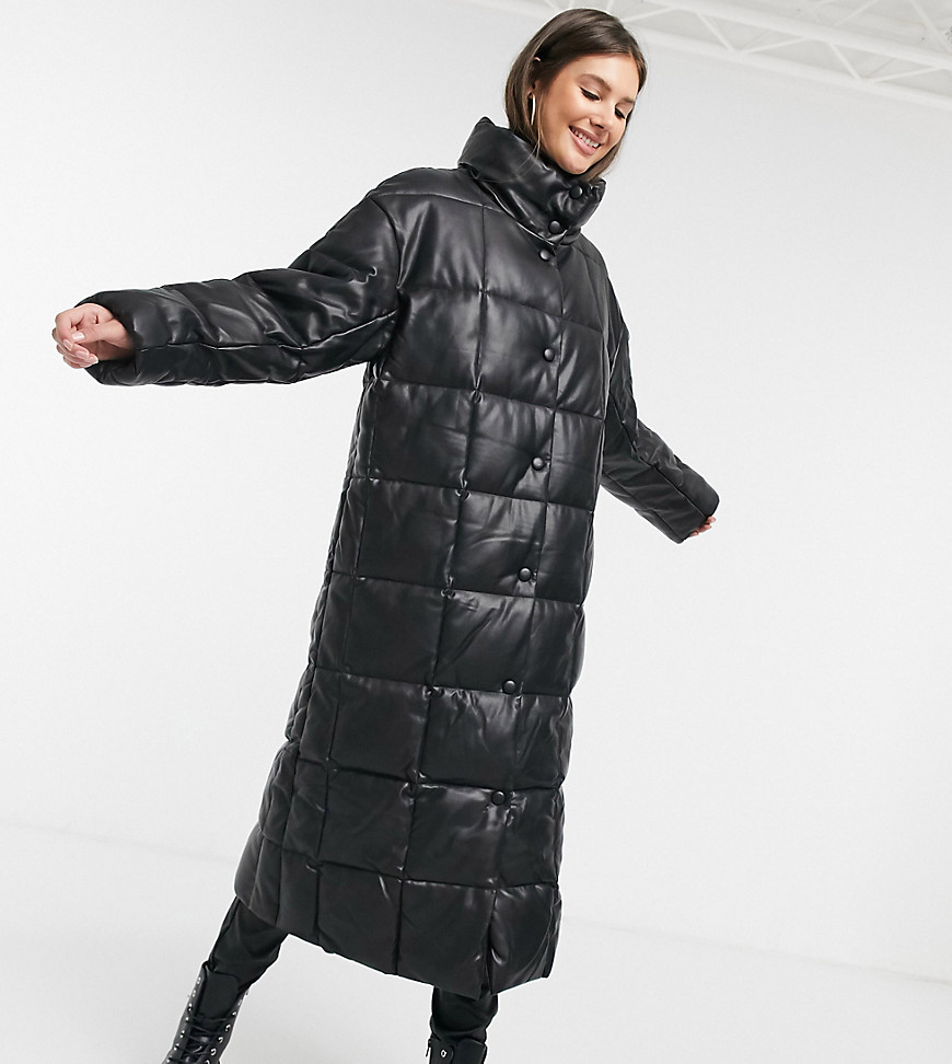 Черное длинное стеганое пальто ASOS DESIGN Tall-Черный цвет