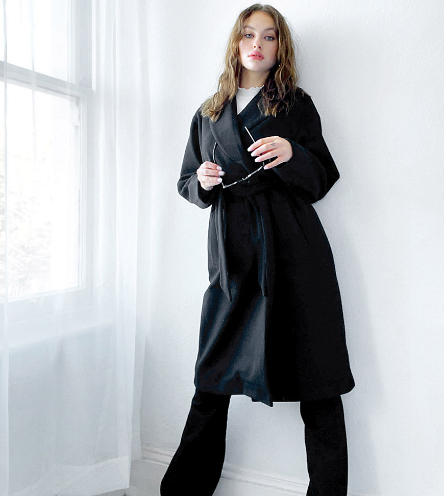 фото Черное классическое пальто с запахом vero moda tall-черный