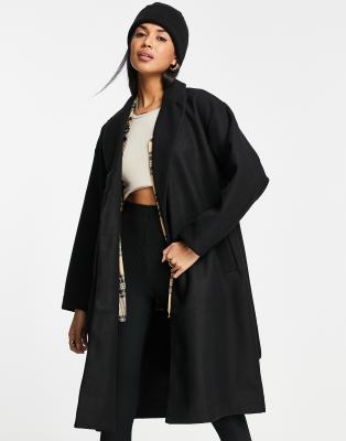  Черное классическое пальто с запахом Vero Moda-Черный цвет