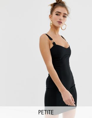 фото Черное облегающее платье с цепочками river island petite-черный