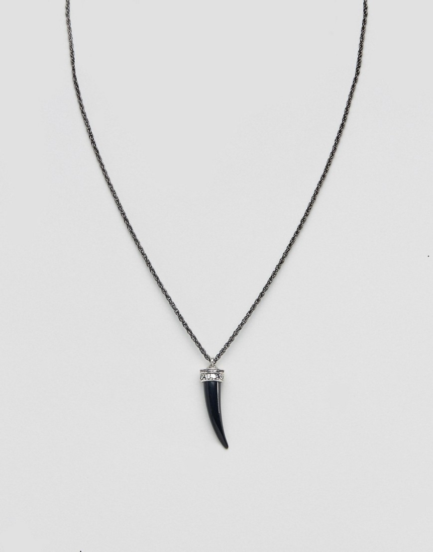 фото Черное ожерелье с подвеской-клыком asos-черный asos design