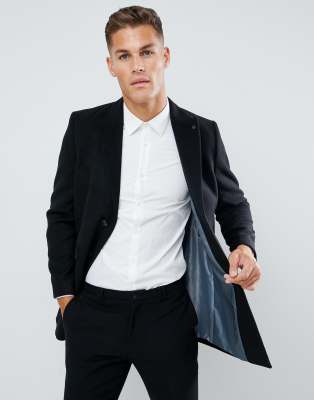 фото Черное пальто burton menswear-черный